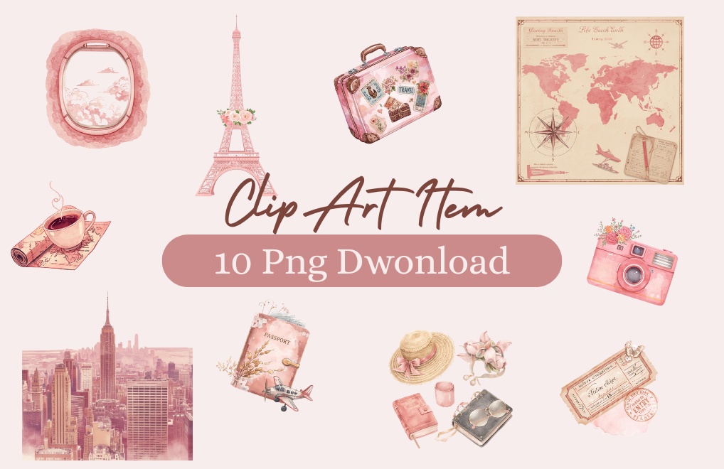 ふんわり可愛い水彩クリップアート　10点セット｜PNGダウンロード