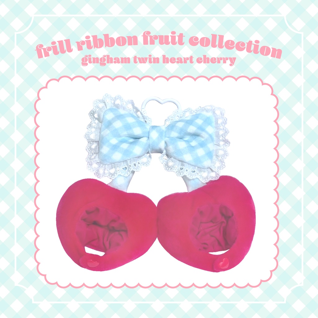 ❤️pure red❤️twin heart cherry gingham