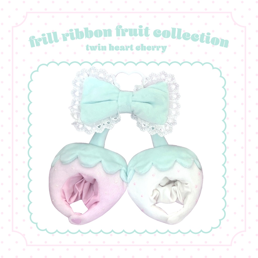 【pink×white】frill ribbon twin strawberry🍓10~12cm size
