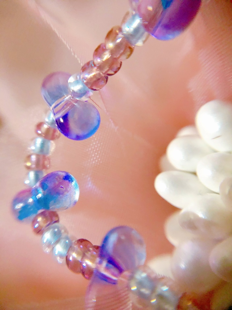 ロマンティックフラワー❁⃘*.゚ブレスレット&イヤリングセット(ブルーバイオレット)