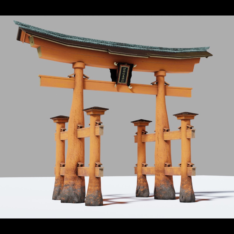 鳥居（両部鳥居）【FBXデータ】