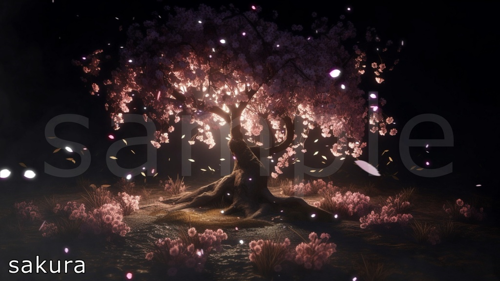 【ちょこっと動く背景動画シリーズ】004　夜桜　（他　画像6点セット）