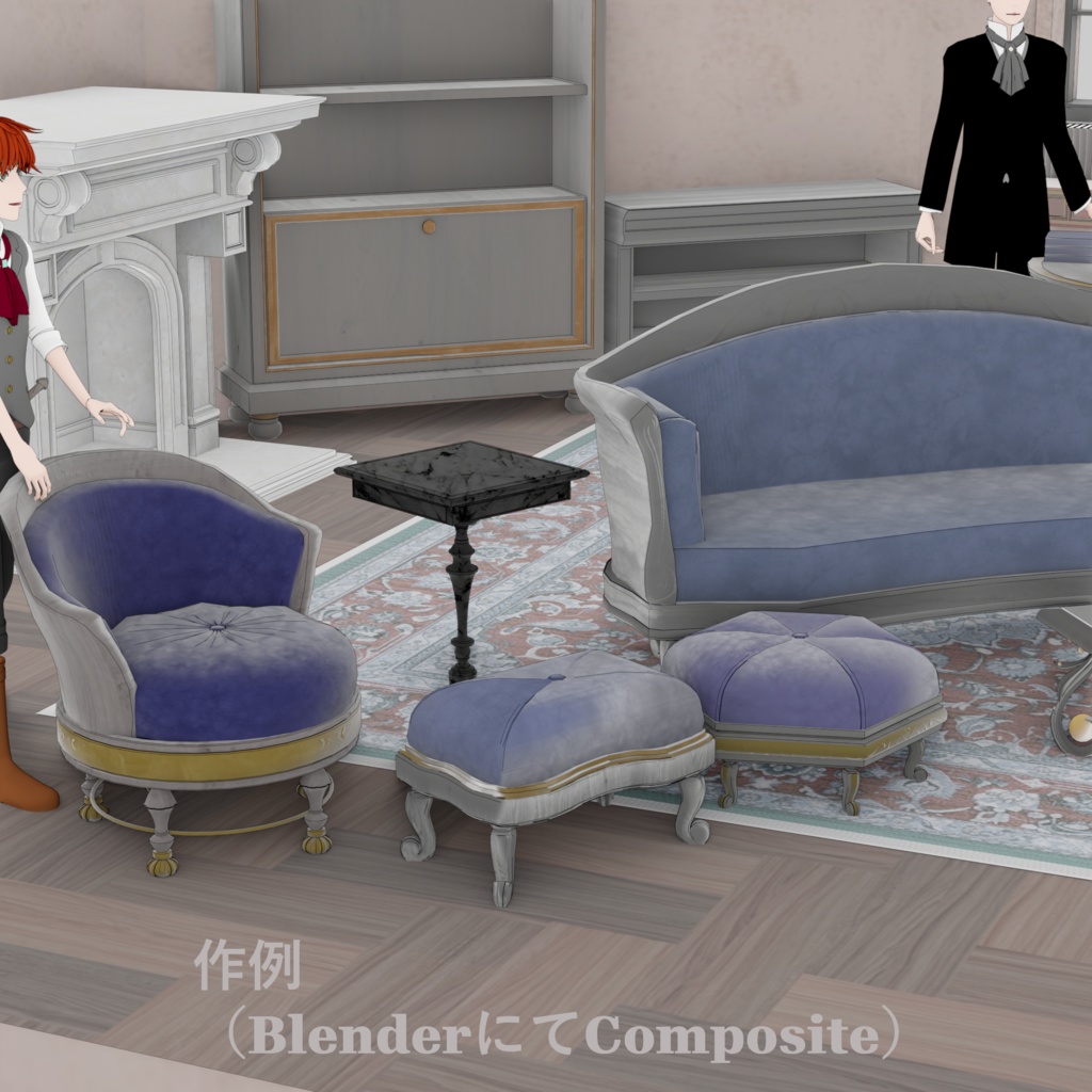 シングルソファ+フットスツール(オットマン)/ Single Sofa and Ottoman