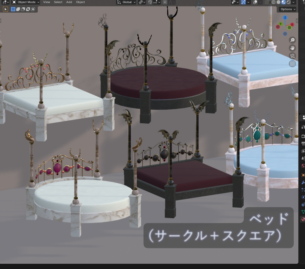 ベッド（円形＋四角）/ bed（Circle + Square）