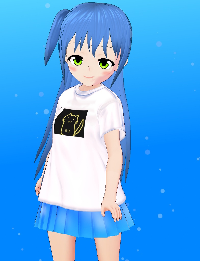 ゆるねこちゃんTシャツ＆空色スカート