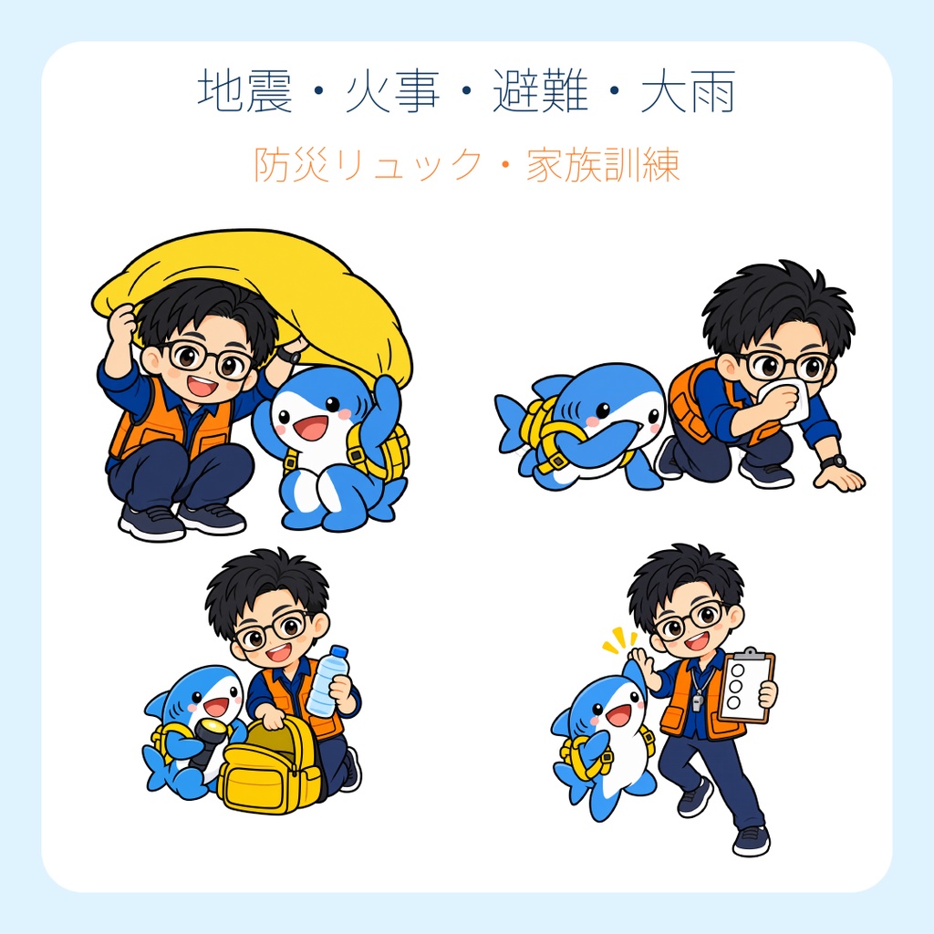 【4~8歳向け】くるぴち防災隊 親子で10分!はじめての防災ミッションブック(全21ページ)