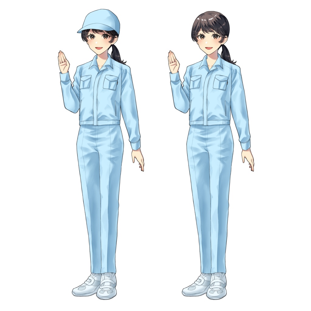 作業服の女性イラスト 2種