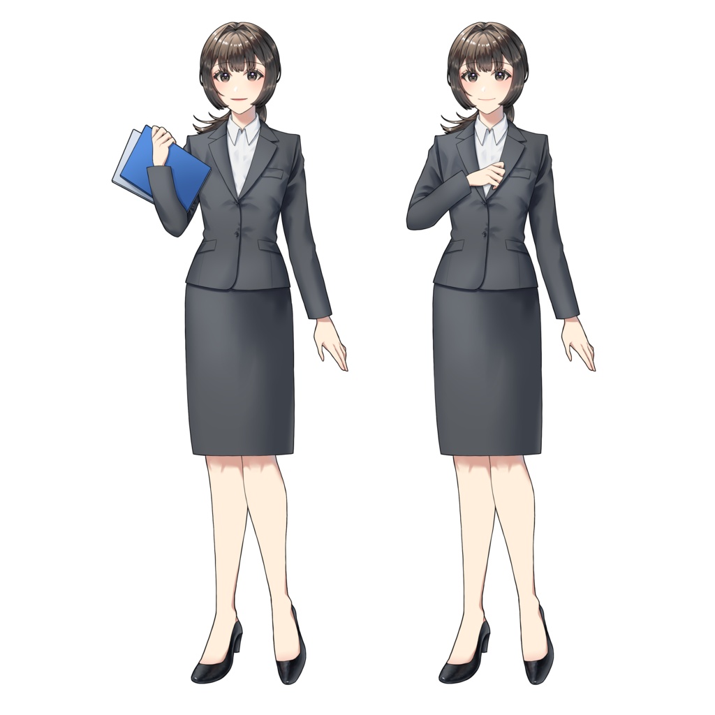 スーツの女性イラスト 2種
