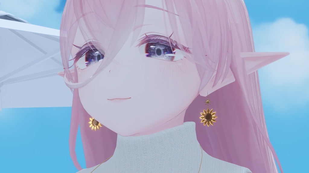 ひまわりの宝石ピアス