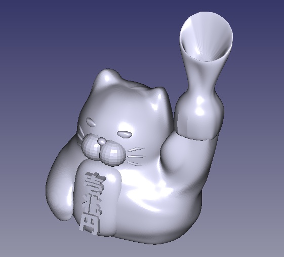【3Dデータ】剛腕 招き猫 (バキューム版)【STL】