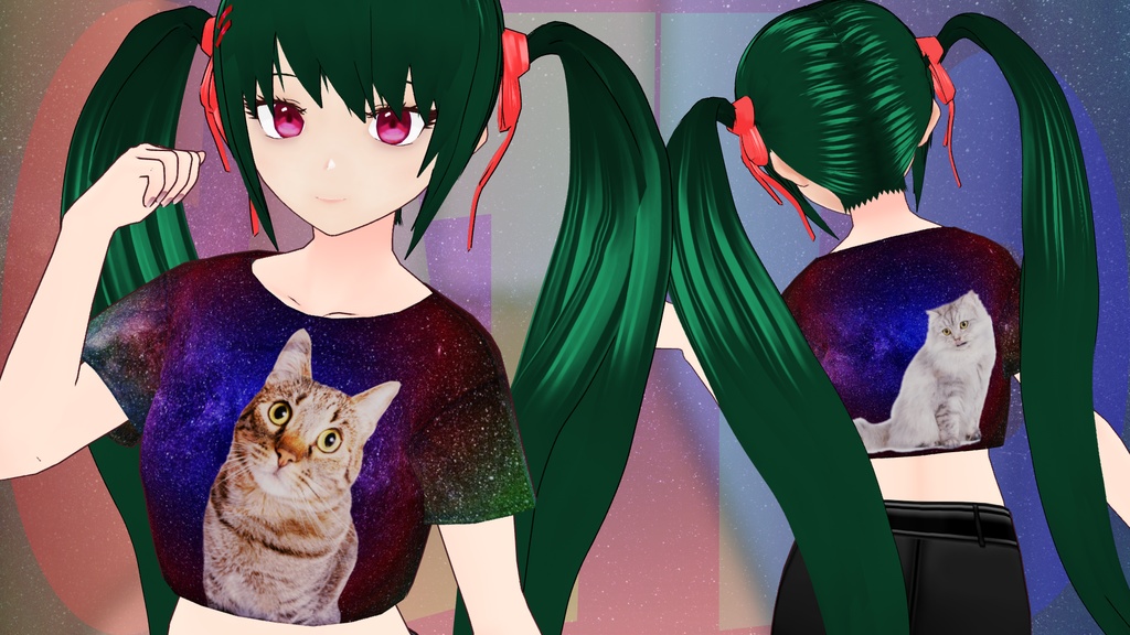 【VRoid】フルグラフィック宇宙猫ミニTシャツ【無料】Space Cat Mini T-Shirts