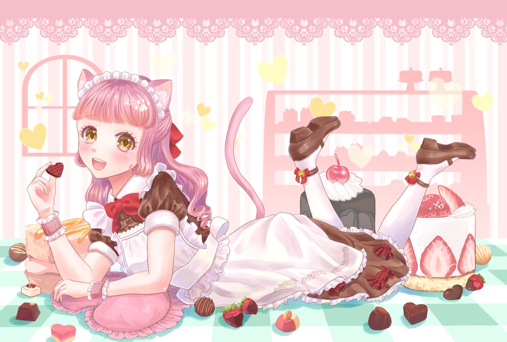 猫耳メイドポストカード