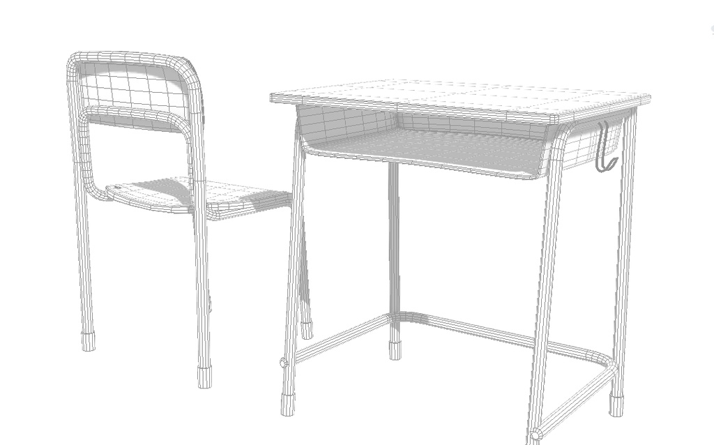 3dモデル 学校の勉強机とイス 作家支援用 Roa Booth