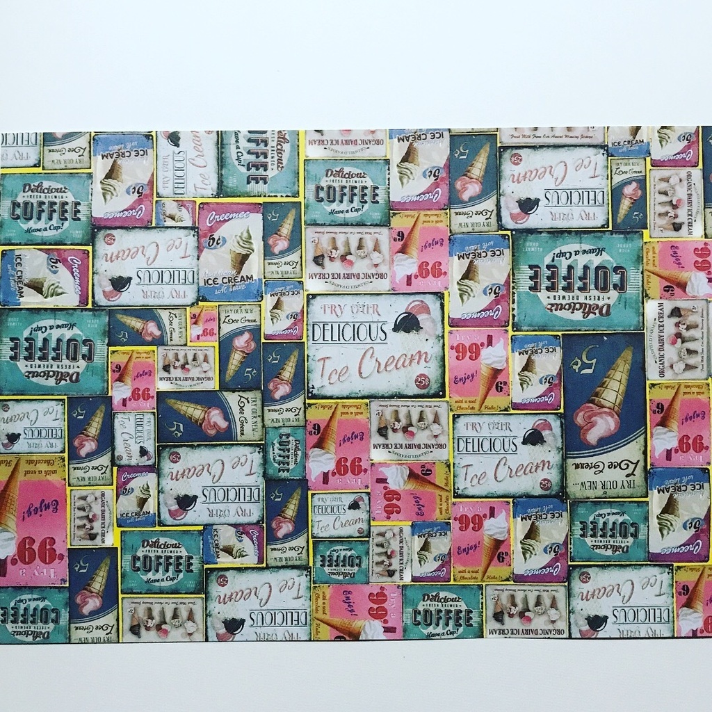 オリジナル　デザインペーパー　ICE&COFFEE LABEL イエロー  A4 10枚