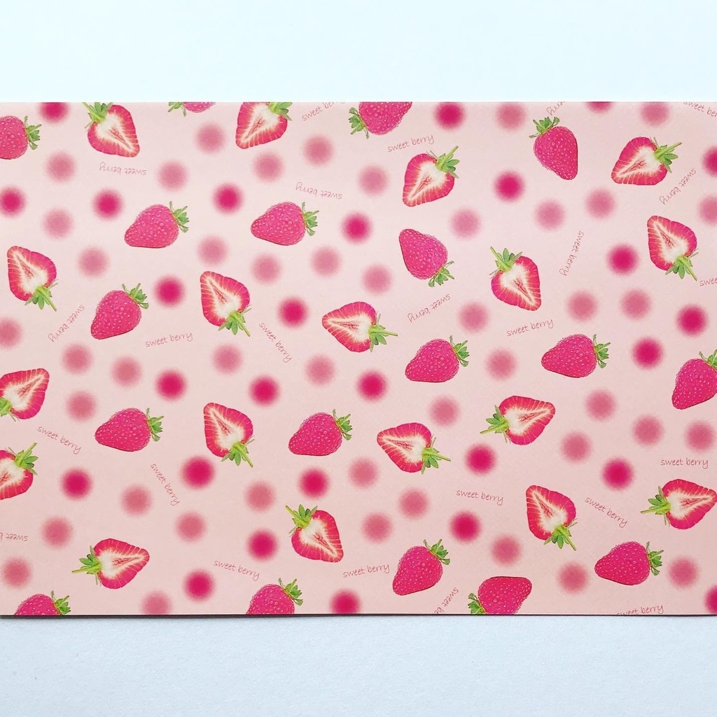 オリジナル　デザインペーパー　sweet berry ピンク　A4 10枚