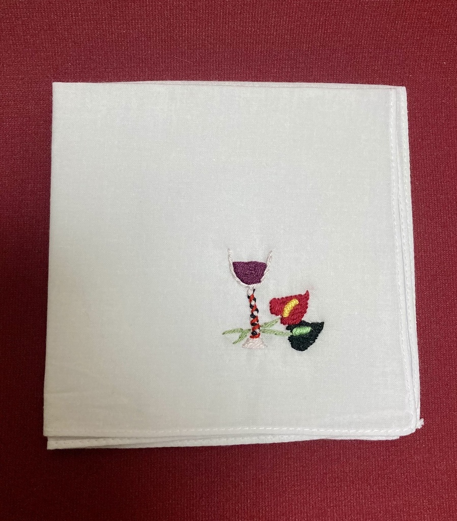 悪魔執事と黒い猫　概念ハンカチ　ルカス　ワインと誕生花　28×28㎝　あくねこ
