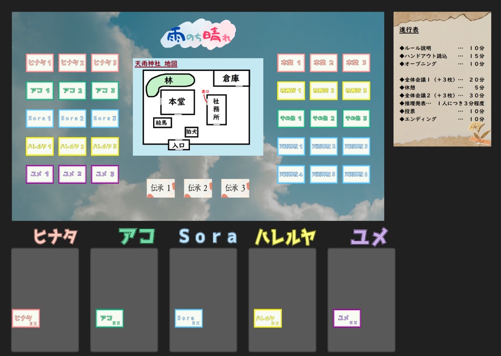 5人用マーダーミステリー「雨のち晴れ」