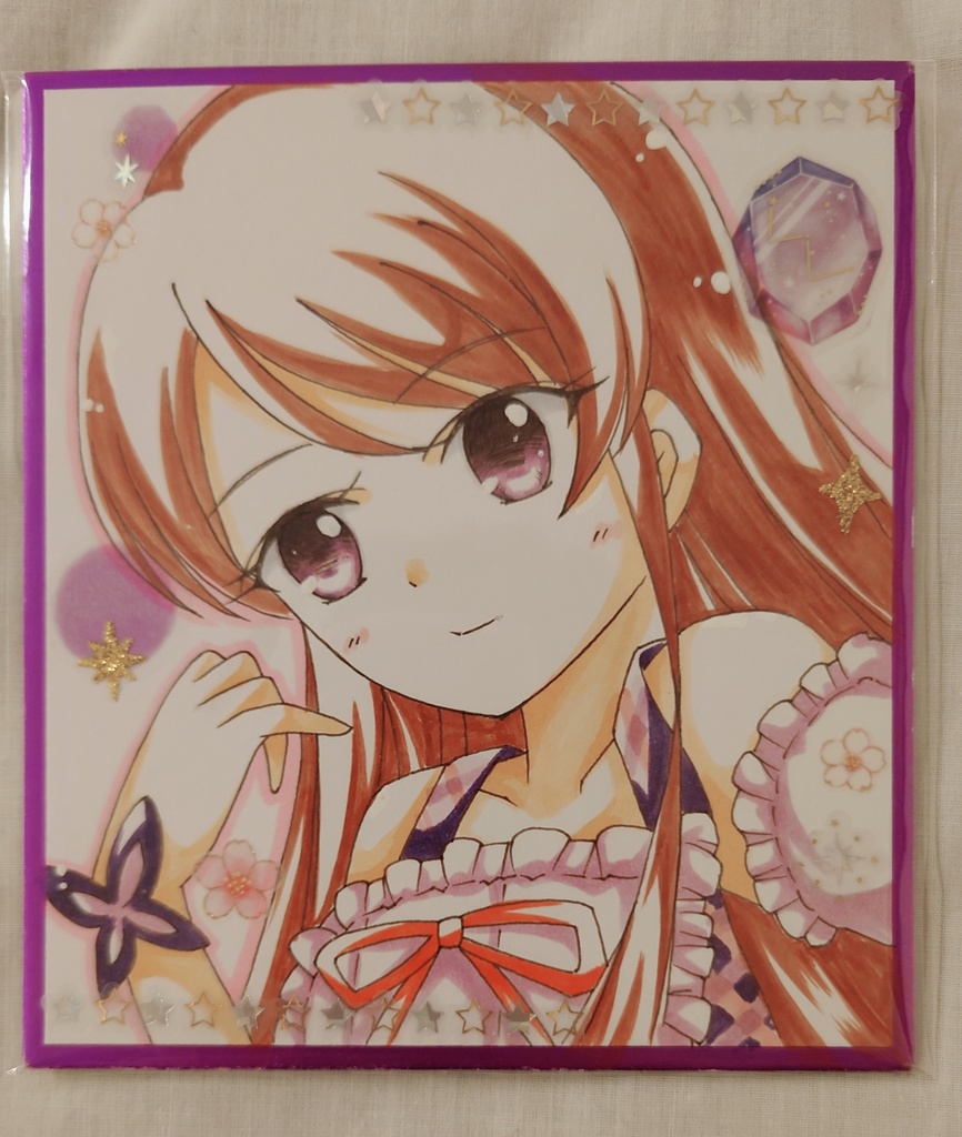 紫吹蘭　手描き色紙