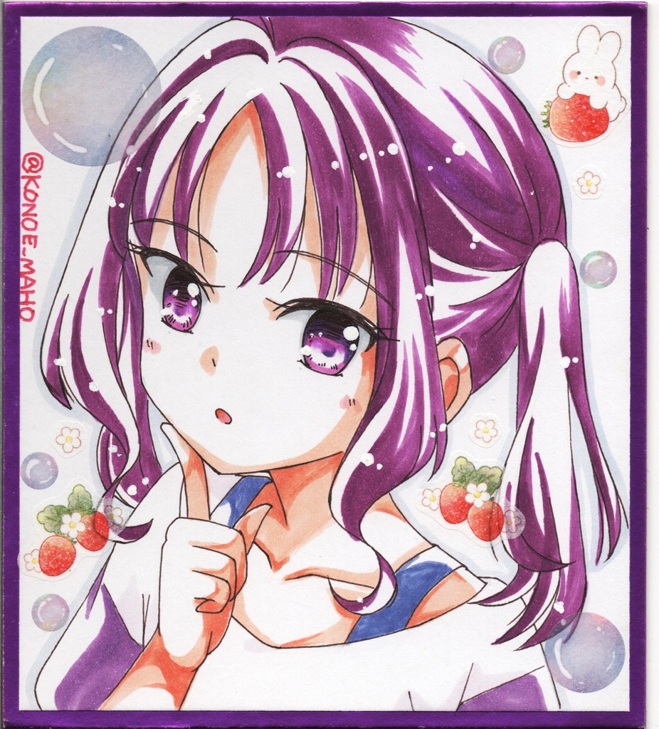 紫雨こころ　手描き色紙 　レイフレ34