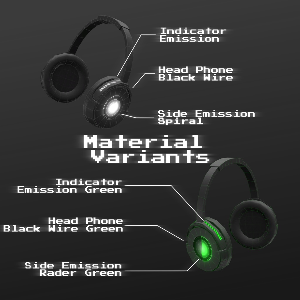 VRCアバター向け首掛けヘッドホンモデル Link Beat【Audio Link対応】