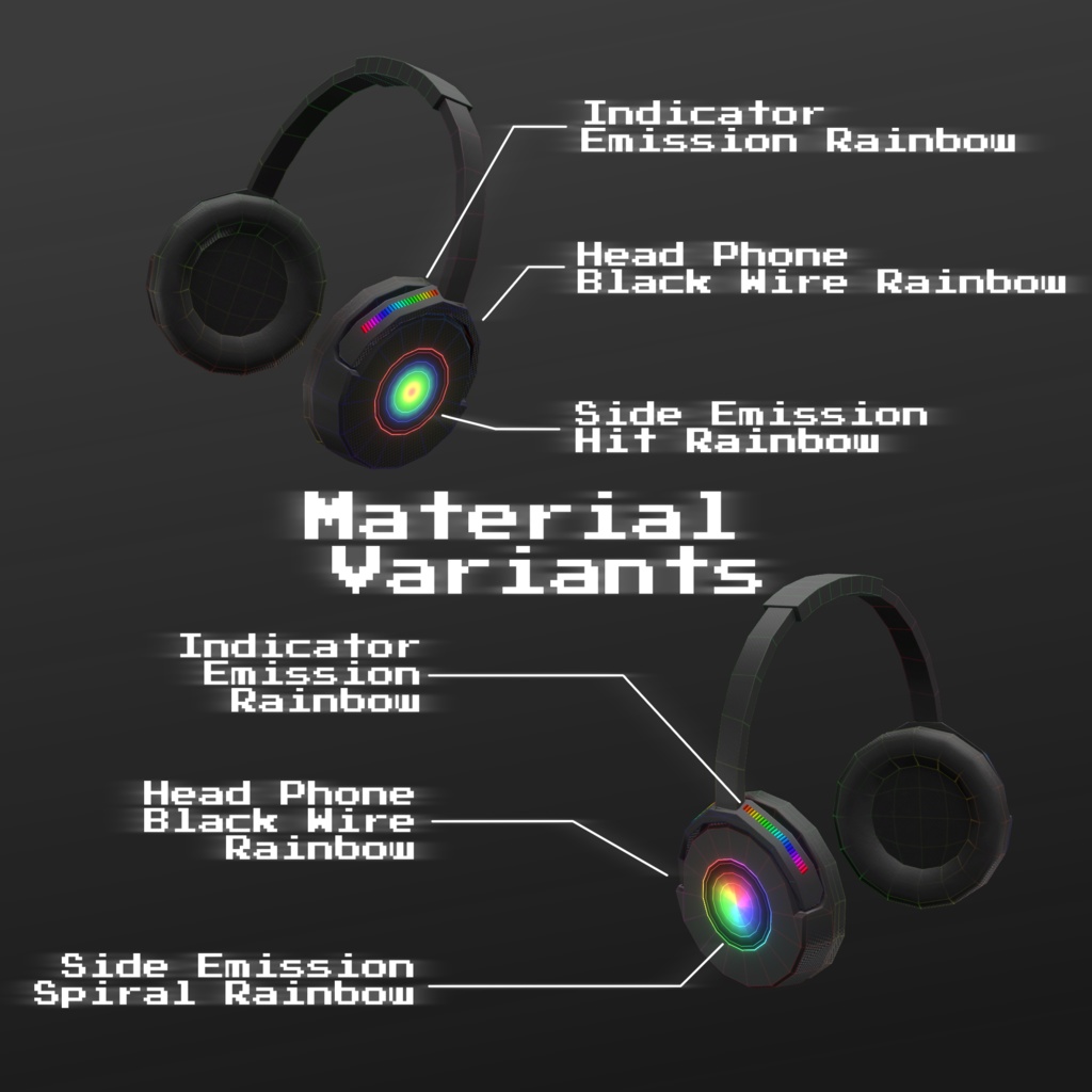 VRCアバター向け首掛けヘッドホンモデル Link Beat【Audio Link対応】