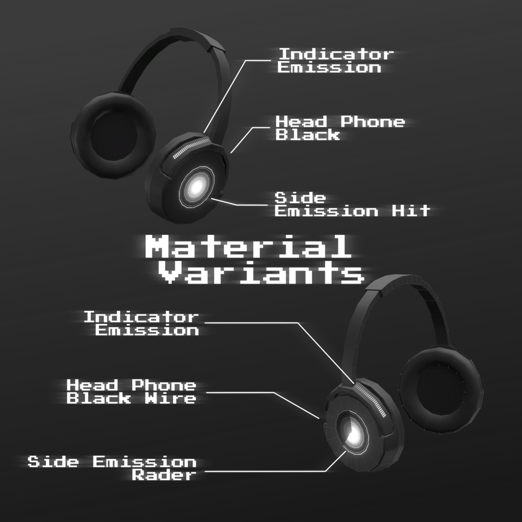 VRCアバター向け首掛けヘッドホンモデル Link Beat【Audio Link対応】