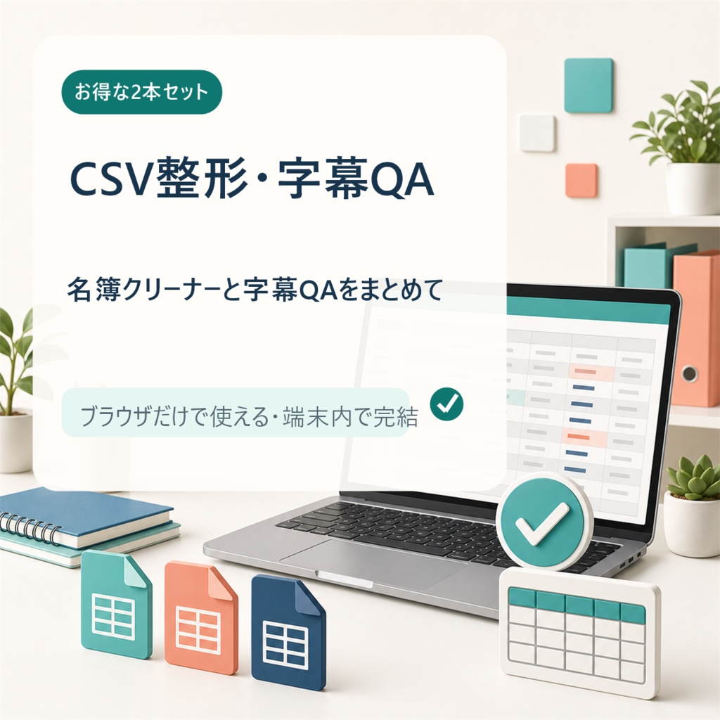 ローカル業務ツール2本セット｜CSV整形＋字幕翻訳QA