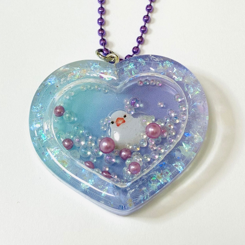 白文鳥のは～と❤シャカシャカキーホルダー