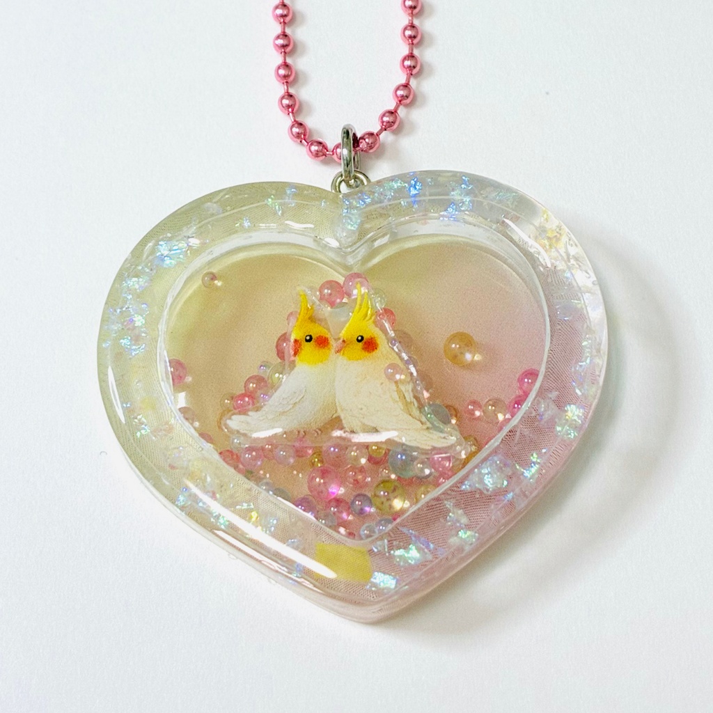 ペアオカメインコのは～と❤シャカシャカキーホルダー
