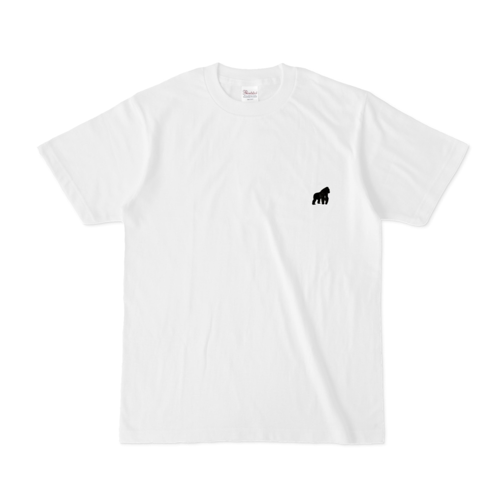 【ネタ・シュール】心の片隅にゴリラ Tシャツ:両面【ユニセックス】【白】