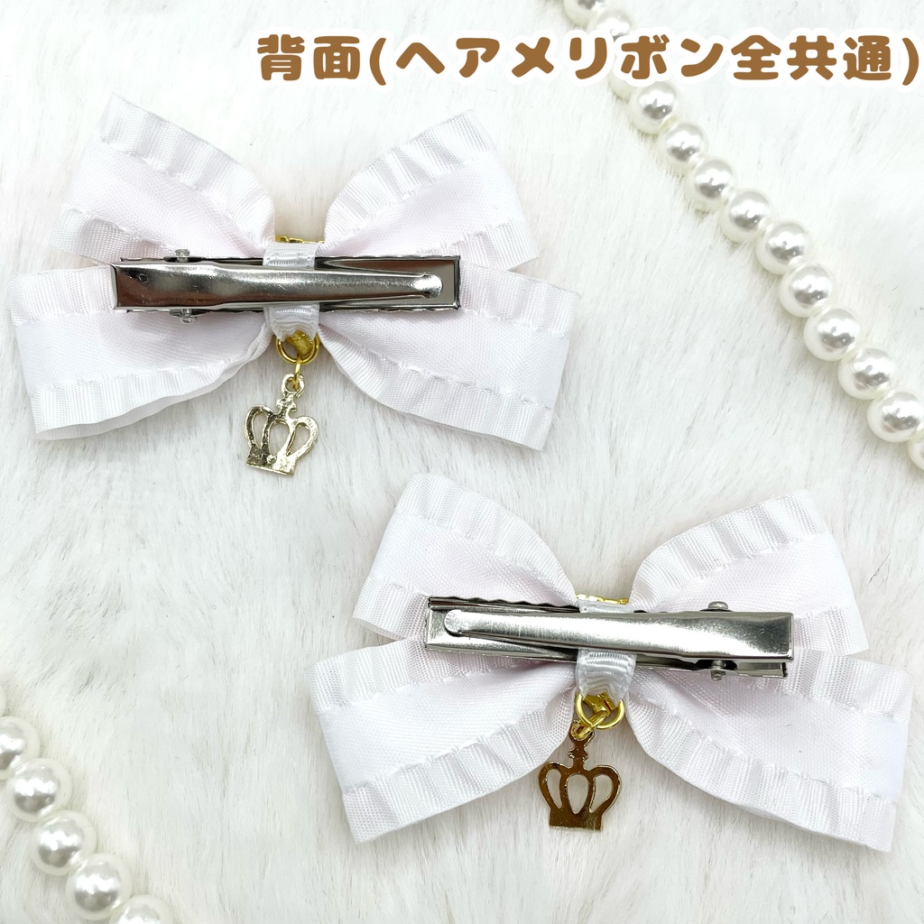 ヘアクリップ フリルチェックリボン♡ブラック