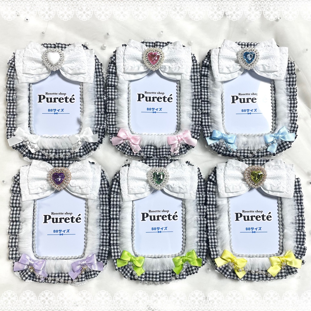 トレカケース ふわふわチェックリボン♡ホワイト シリーズ