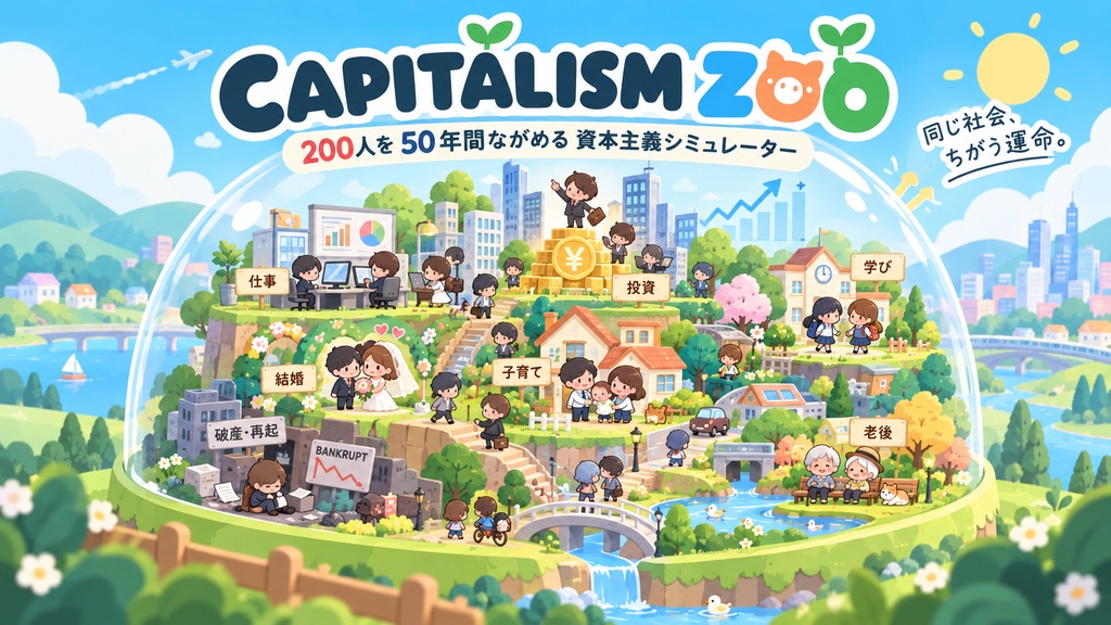 CAPITALISM ZOO｜200人を50年間眺める資本主義シミュレーター【β版】