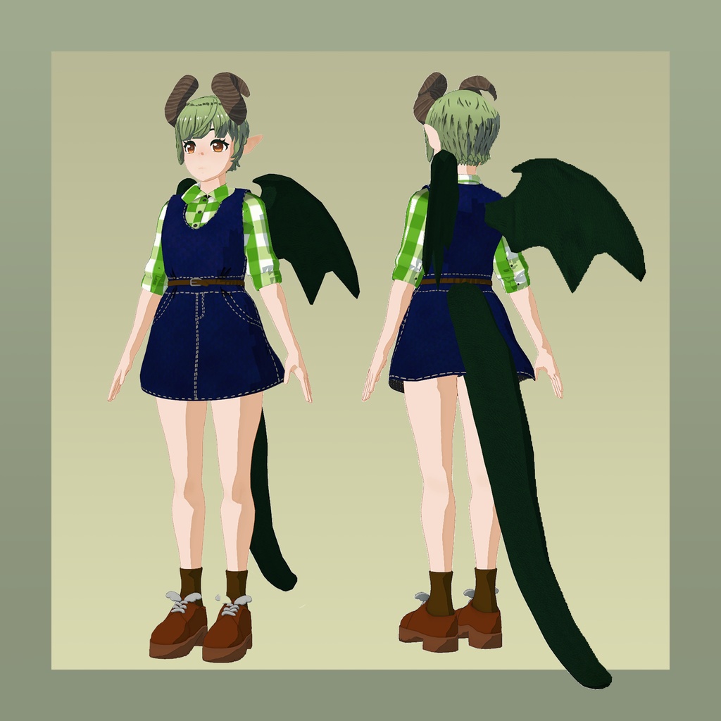 オリジナル3Dモデル 緑竜の少女_オリビア