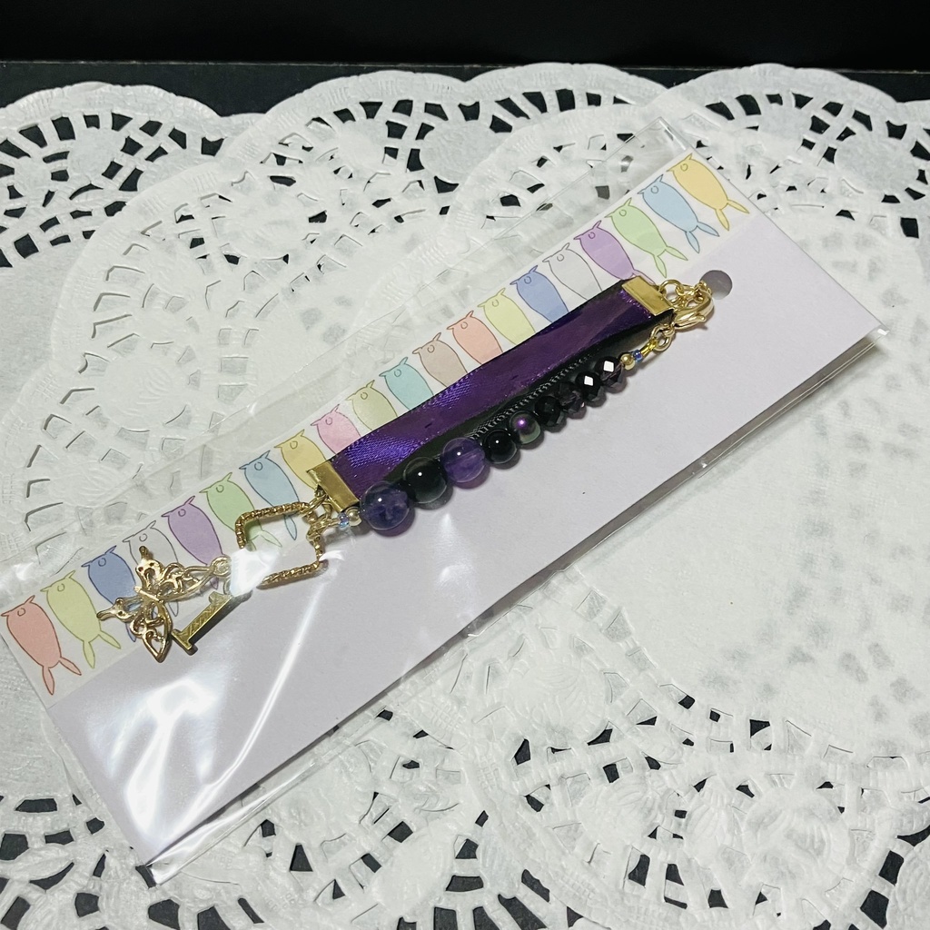 ツキウサ用リボンビーズ首輪