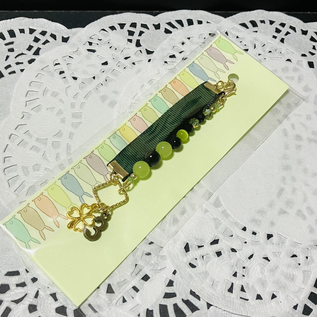 ツキウサ用リボンビーズ首輪