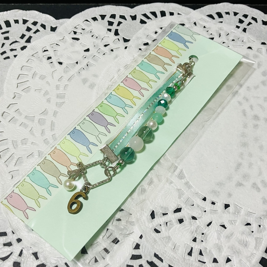 ツキウサ用リボンビーズ首輪