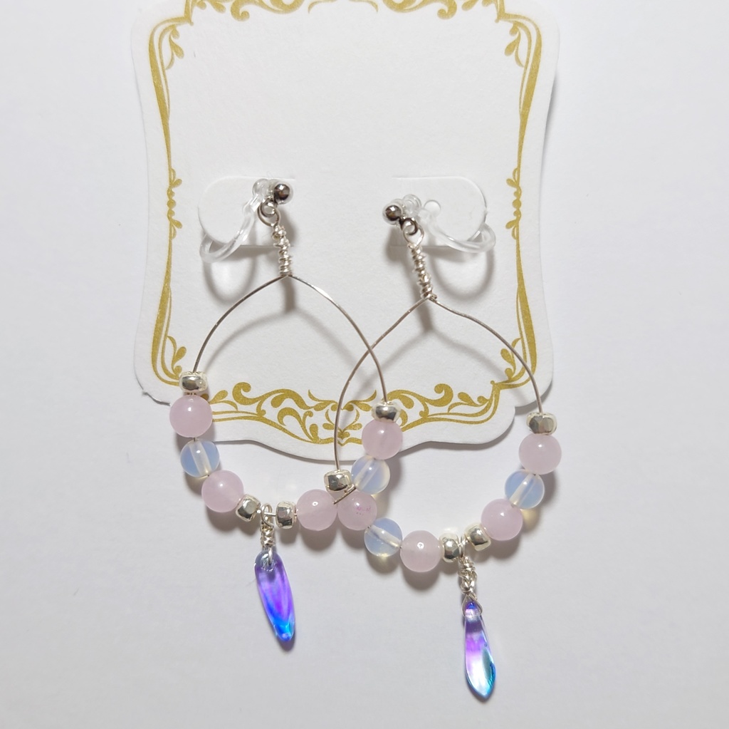 天然石イヤリング　シルバー5