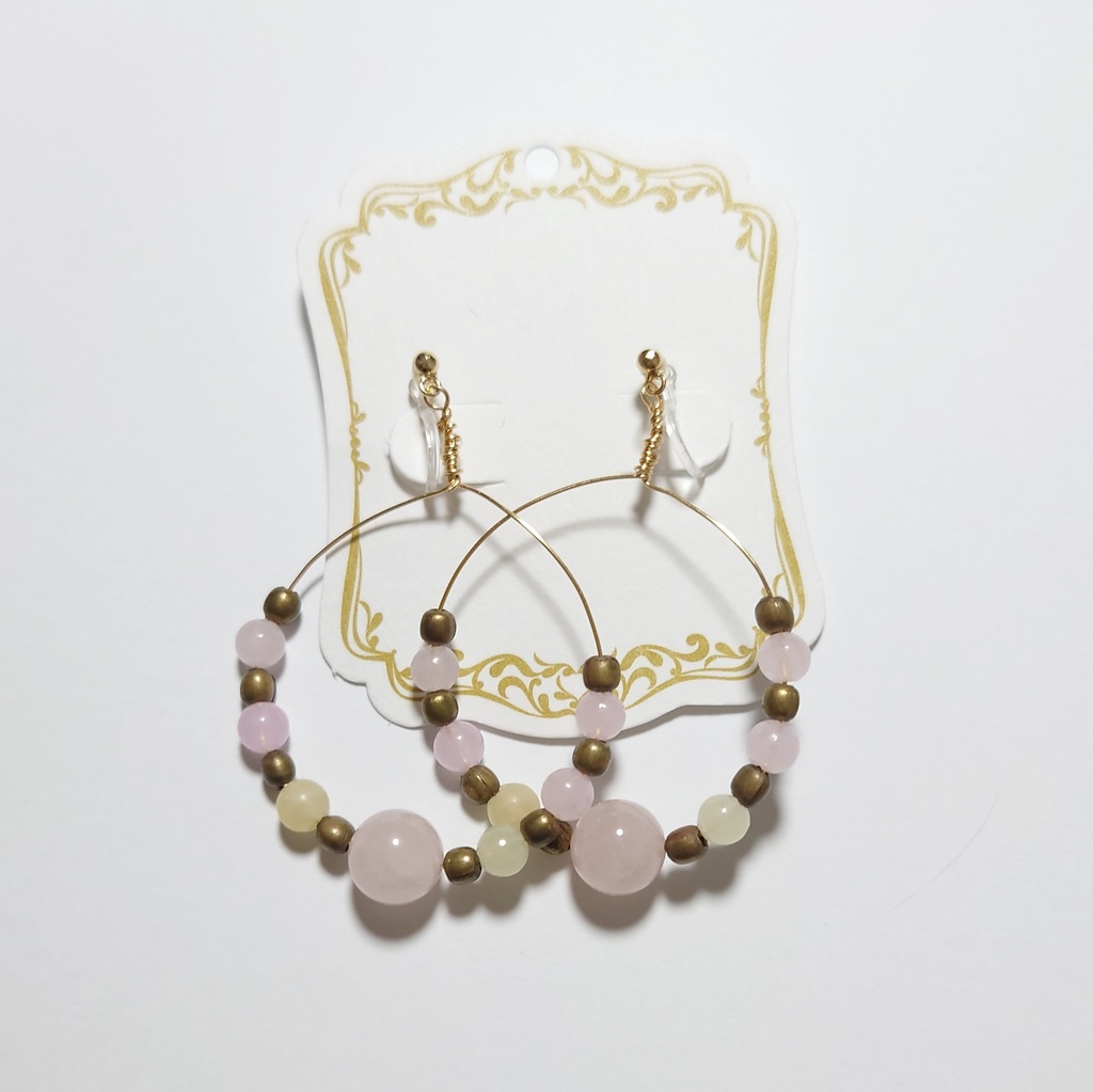 天然石イヤリング　ゴールド3