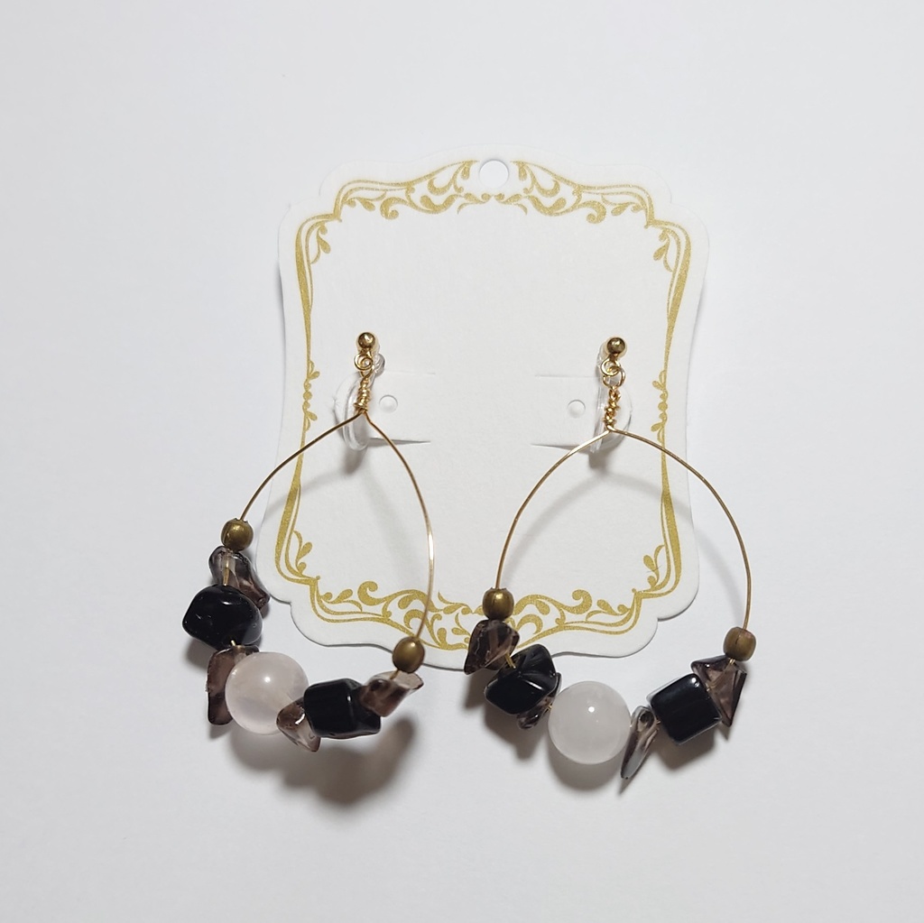 天然石イヤリング　ゴールド5