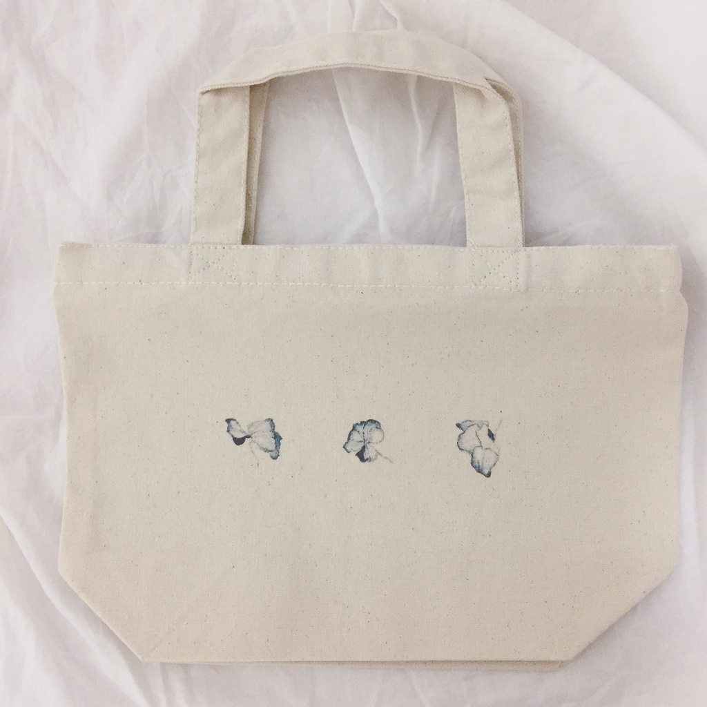 青い花のトートバッグ(S)