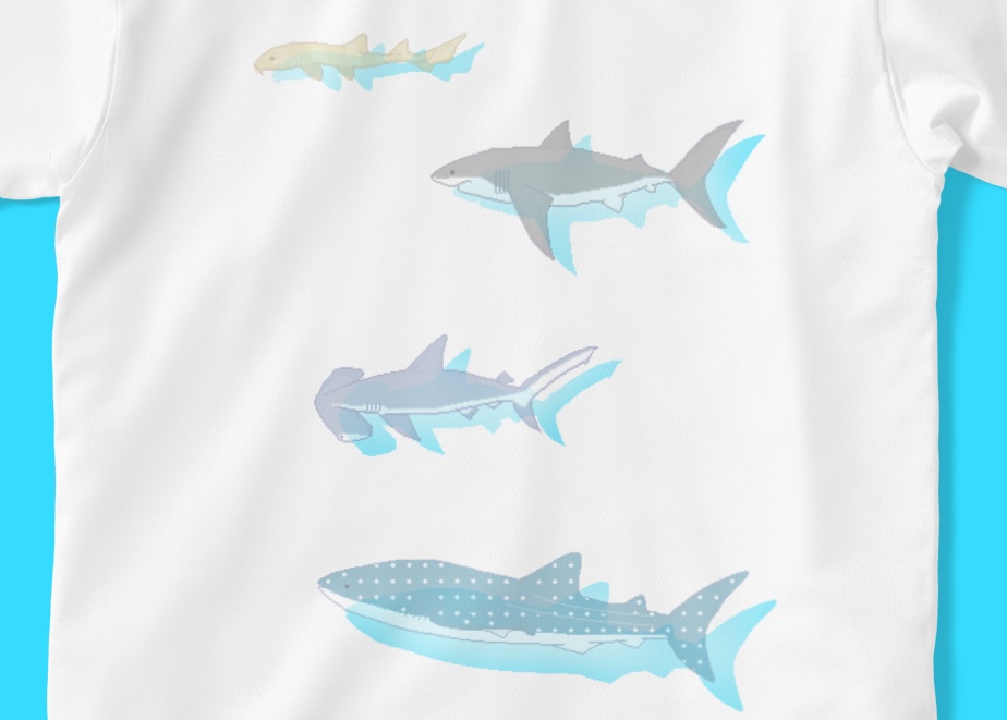 ドットサメ透けTシャツ
