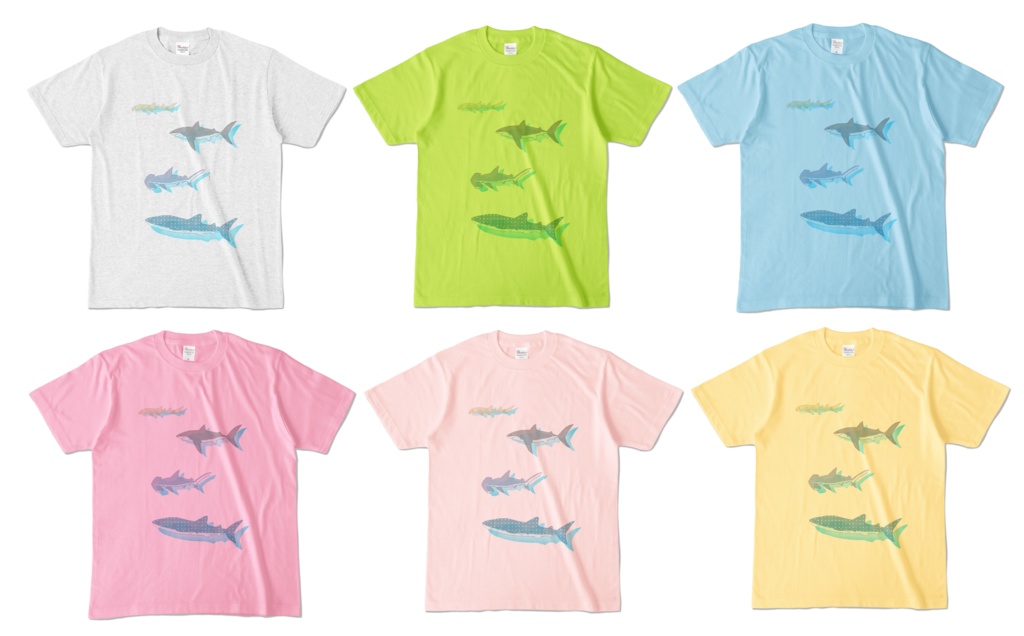 ドットサメ透けTシャツ(Tシャツカラー有)
