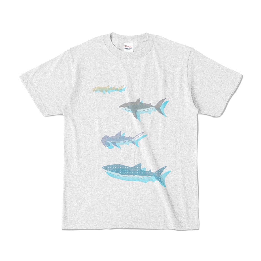 ドットサメ透けTシャツ(Tシャツカラー有)