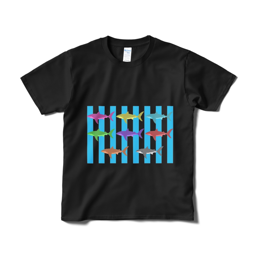 (黒T)シマシマホホジロネオンカラー🦈⚡(短納期)