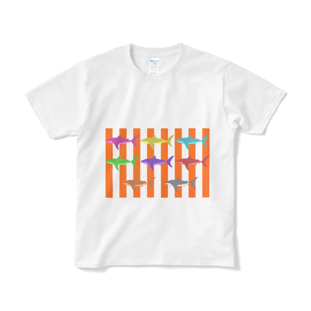 (白T)シマシマホホジロネオンカラー🦈⚡(短納期)