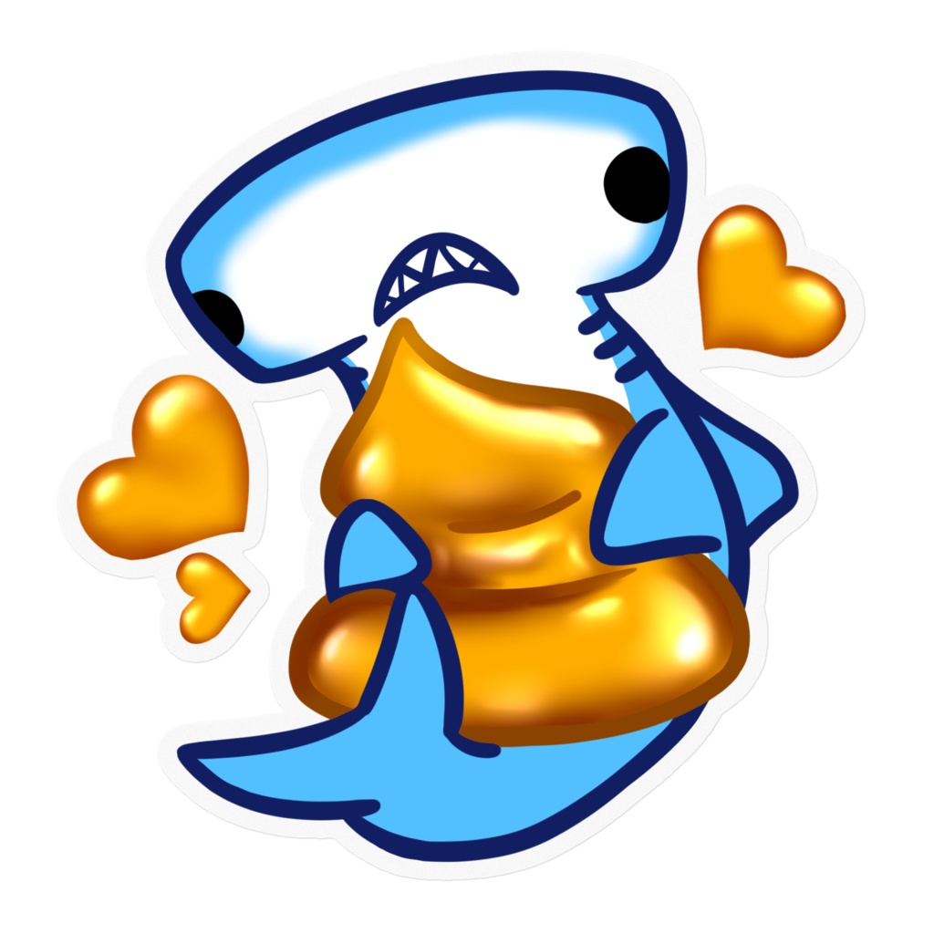 うんこLOVEシュモクザメステッカー(5種類・100 x 100 (mm))