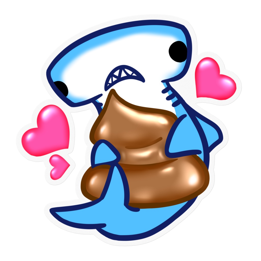 うんこLOVEシュモクザメステッカー(5種類・100 x 100 (mm))