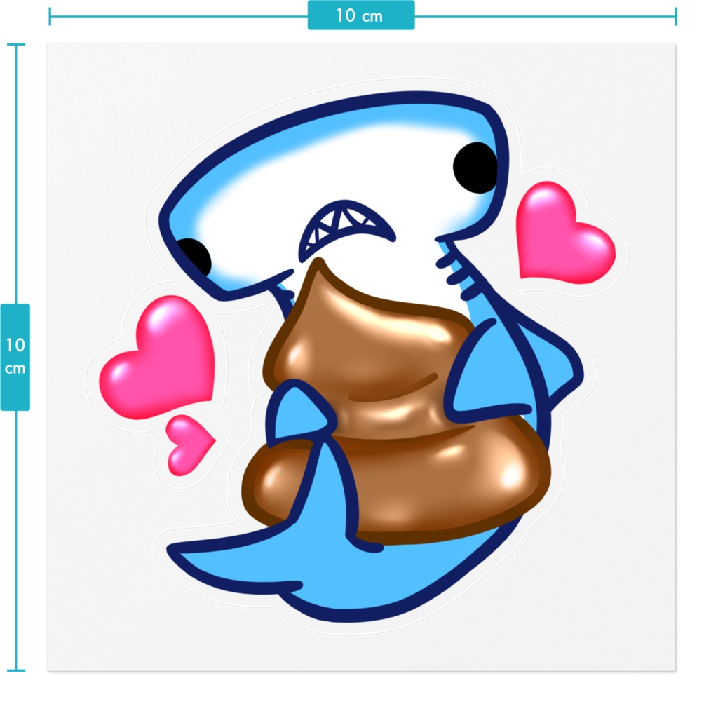 うんこLOVEシュモクザメステッカー(5種類・100 x 100 (mm))