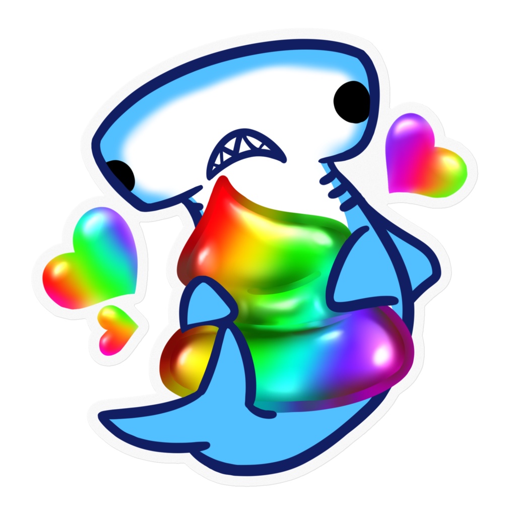 うんこLOVEシュモクザメステッカー(5種類・100 x 100 (mm))